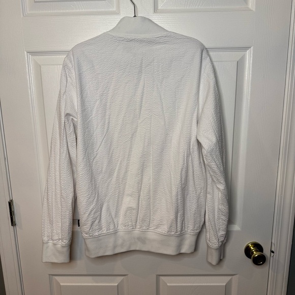 Stussy White Textured Bomber Jacket Streetwear Size Medium GUC - Picture 4 of 8